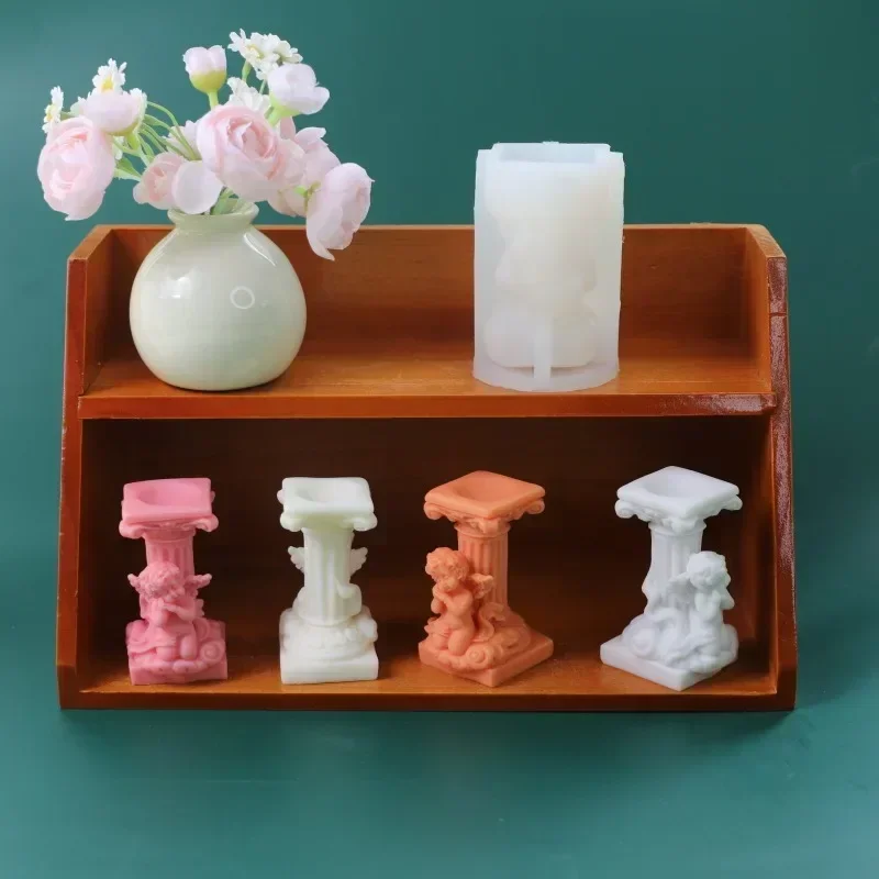 Classical Roman Column Angel Silicone Candle Mold DIY Aromatherapy Plaster Decoration Home Crafts Resin Casting Molds Soap Tool