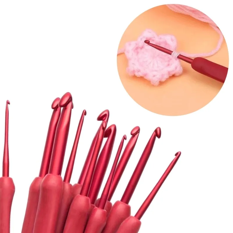 

9PCS Oppo Packaging Knitting Tool Set 2.0mm - 6.0mm Single Head TPR Red Handle Silicone Crochet