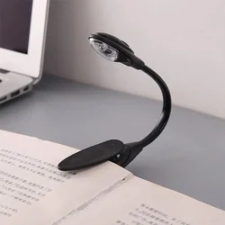 Portable Mini LED Clip - On Reading Light - Adjustable Desk and Book Lamp for Dorm, Bedroom, and Travel (Black)