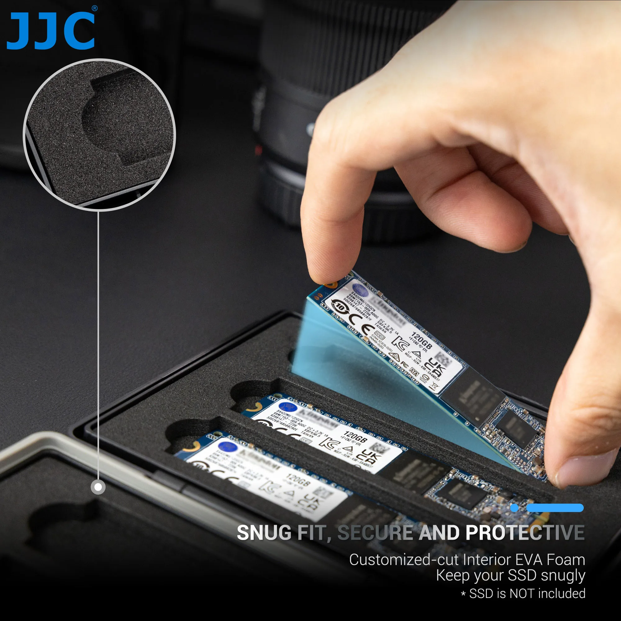 JJC 4-6 slotů paměť karta případech SSD držák úložný, M.2 pohon úložný M.2 2280 SSD karta pouzdro voděodolný a nárazuvzdorné