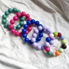 Cute Sweet Colorful Acrylic Big Bead Chunky Bracelet Fluorescent Hand Beaded Simple Bangles Summer Spring Jewelry Accessories 5