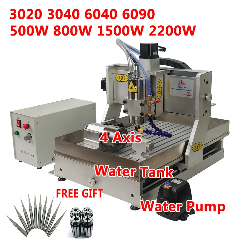 

LY CNC гравировальный станок 3020 3040 6040 6090 3 оси 4 оси деревообрабатывающий фрезерный станок для гравировки с резервуаром для воды 800 1500 2200W