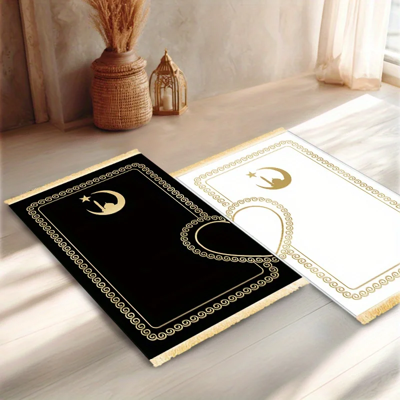 VIKAMA 2럭셔리 이슬람 기도 매트 세트 (커플용, 남녀공용, 하트 모양 패턴 기도 매트 세트, 무슬림 기도 매트)