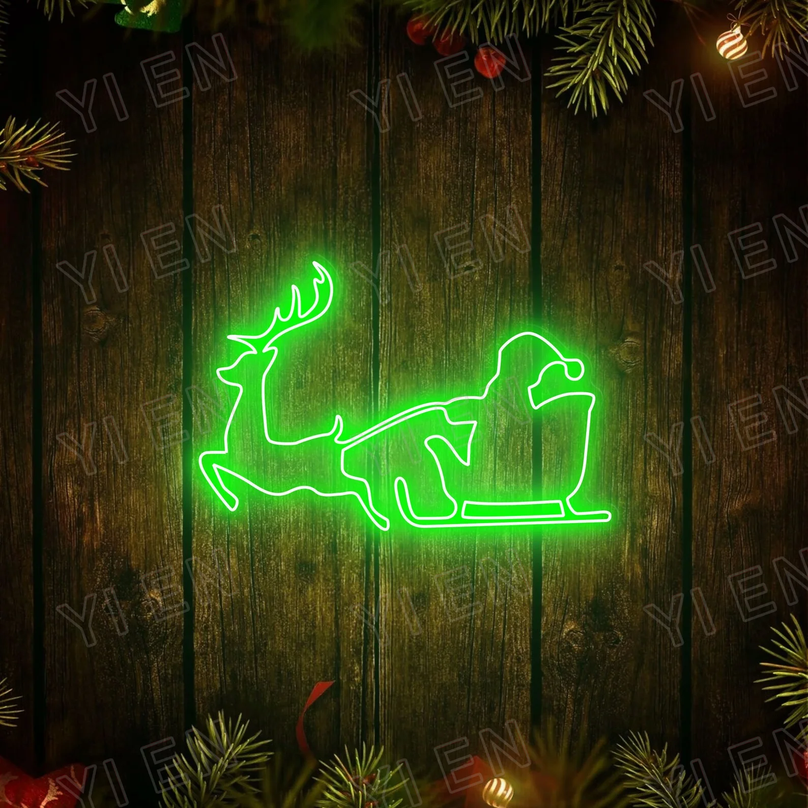 Merry Christmas Neon Sign, Santa Claus Riding A Sleigh With Reindeer, Santa Claus Led Neon Sign, Christmas Decor, Neon Wall Art