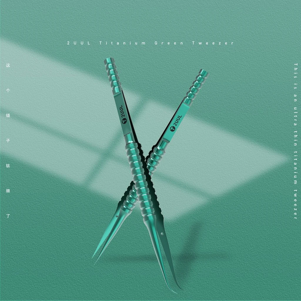 2UUL 녹색 티타늄 합금 휴대 전화 수리를위한 초정밀 지문 족집게 BGA 마더 보드 칩 IC 플라잉 리드