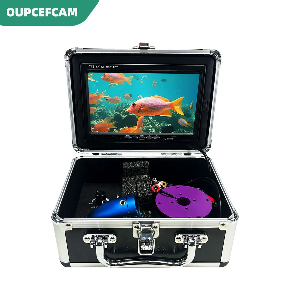 Caméra détection poissons 7 pouces 24 LEDs (12 blanches + 12 IR) option DVR boîtier aluminium câble 15/30m