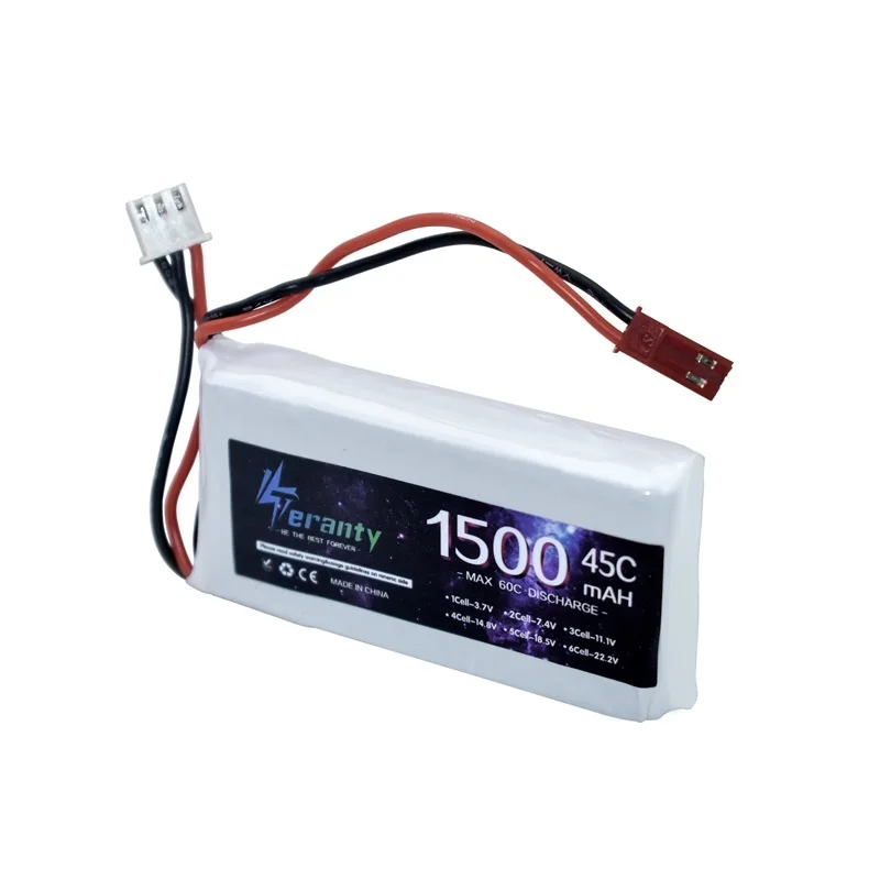 Batterie LiPo 2S 7.4V 1500mAh 45C pour RC - JST/XT30/XT60/T