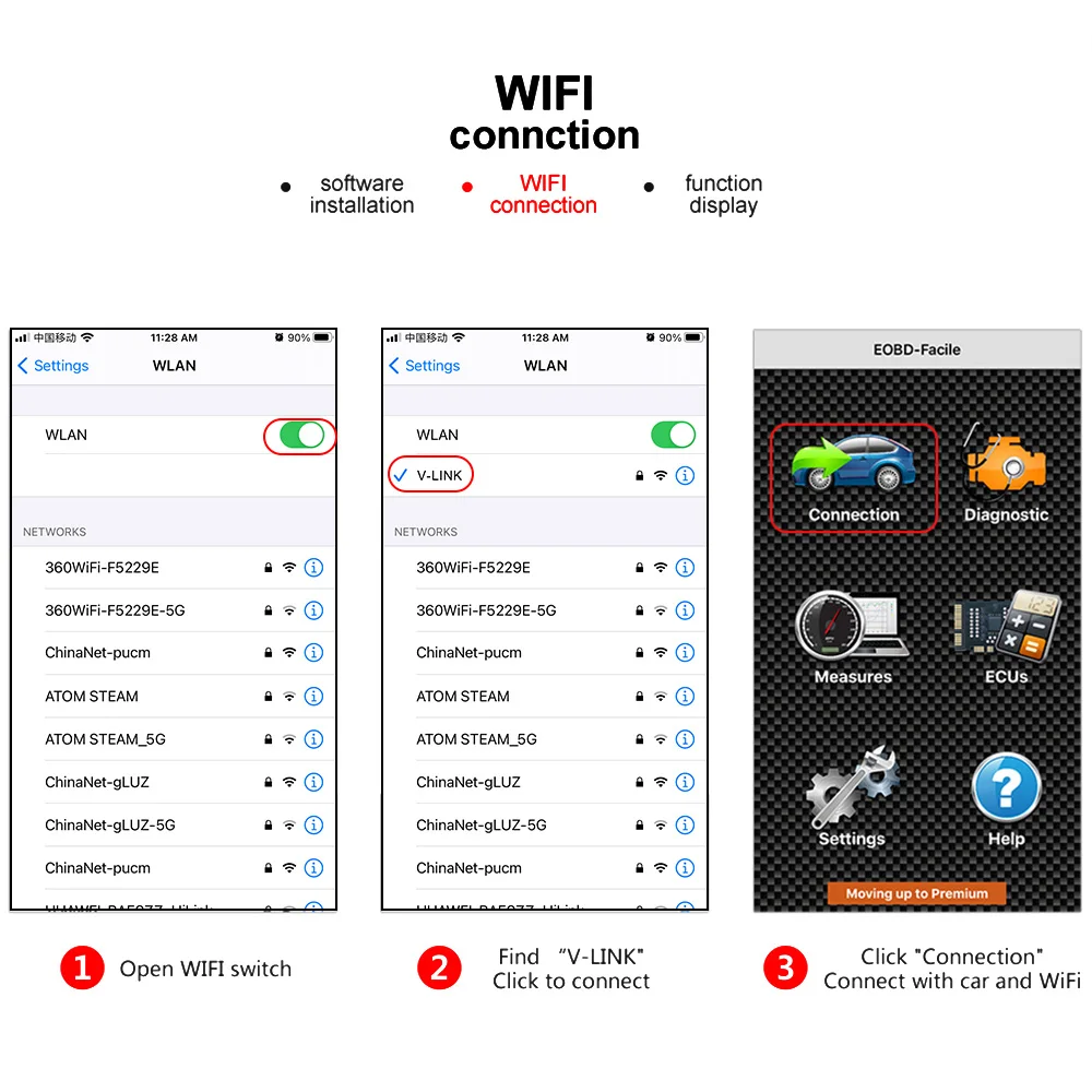 ELM327 WiFi/Bluetooth V1.5 PIC18F25K80 Chip OBDII Diagnostic Tool For Android/IOS 6