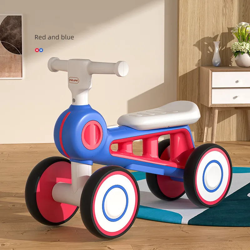 

[Funny] Four wheel balancing vehicle for children scooter LED Lighting and music Silent Castor anti-rollover baby birthday gift