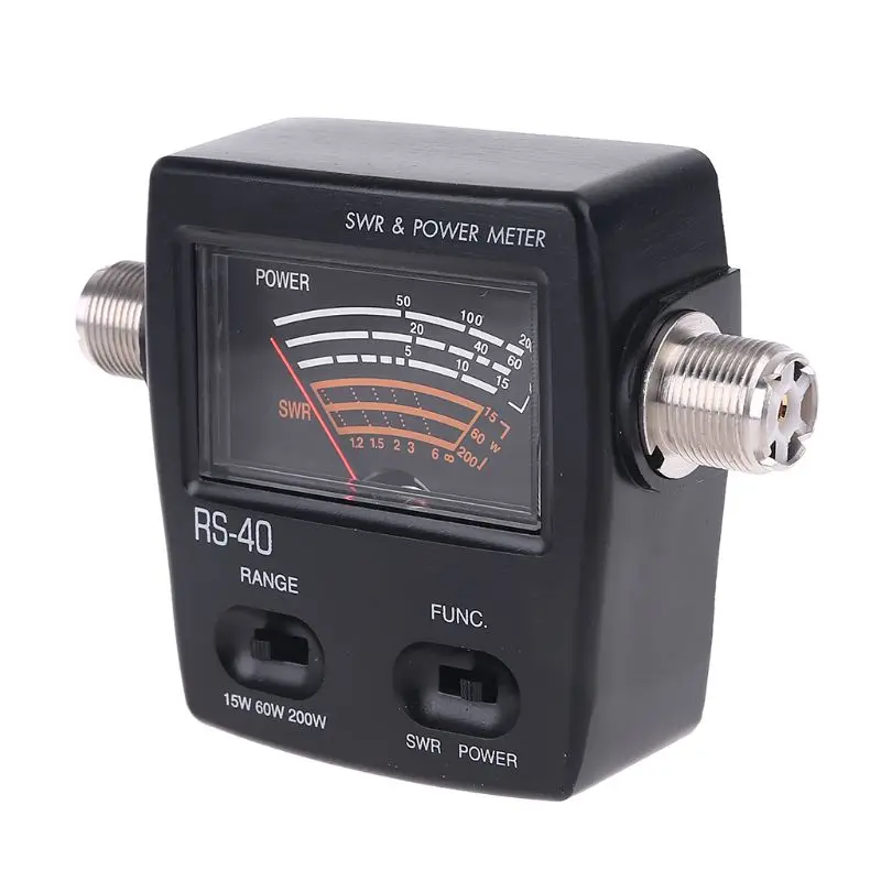 

RS40 Power SWR Meter RS-Measurable Up to 200W Power with Adapter Connector 144/430mHz Walkie Talkie Accessory