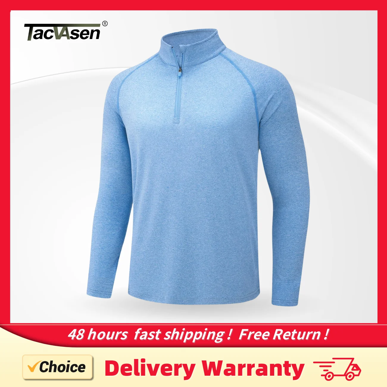 TACVASEN UPF 50+ Quick Dry Shirts Mens UV Protection Long Sleeve Shirts Half Zip Lightweight Pullover Tee Shirts Running Tops