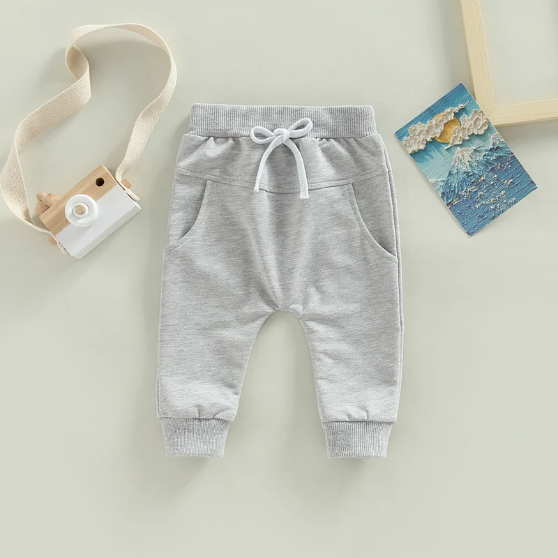 Baby Trousers 6Colors Spring Autumn Toddler Newborn Baby Boys Girl Solid Drawstring Pocket Long Pants