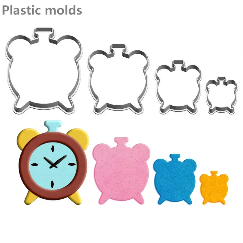 Four Specifications Cartoon Timer Alarm Clock,Plastic Mold,Cake Fondant Tools,Cookie Sushi and Fruits Cutters