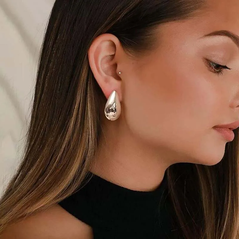 Drop Earrings Chic Exaggerate Big Waterdrop Drop Earrings for Women Dupes Chunky Teardrop Stainless Steel Gold Plated Statement Ear Jewelry drop earrings