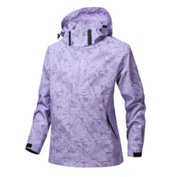 Women's 3 - in - 1 Multi - Purpose Windbreaker with Detachable Hood and Multiple Pockets - XL (Purple)