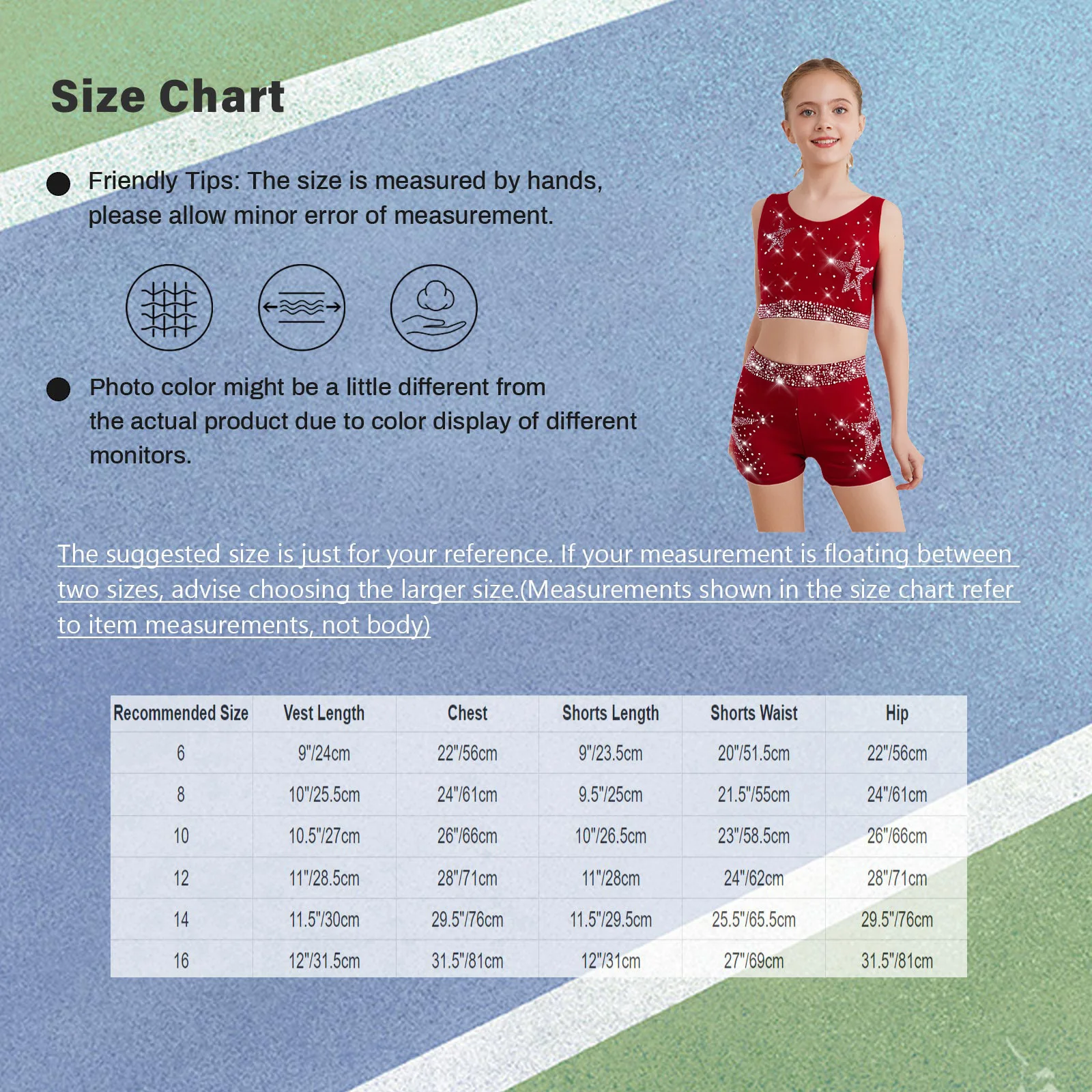Bambini Ragazze Balletto Danza Ginnastica Vestito Pattinaggio di Figura Acrobazie Performance Dancewear Strass Lucidi Gilet Corto con Pantaloncini - immagine 6