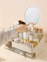 Chic Drawer-Style Cosmetic Organizer With Mirror - Portable Makeup Storage Box For Skincare, Lipstick & More 2