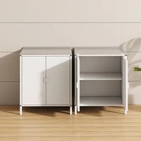 ตู้เก็บของสแตนเลสสีดำด้านและสีขาวแบบสองประตู สำหรับใช้ในสวนกลางแจ้งและห้องครัว 3