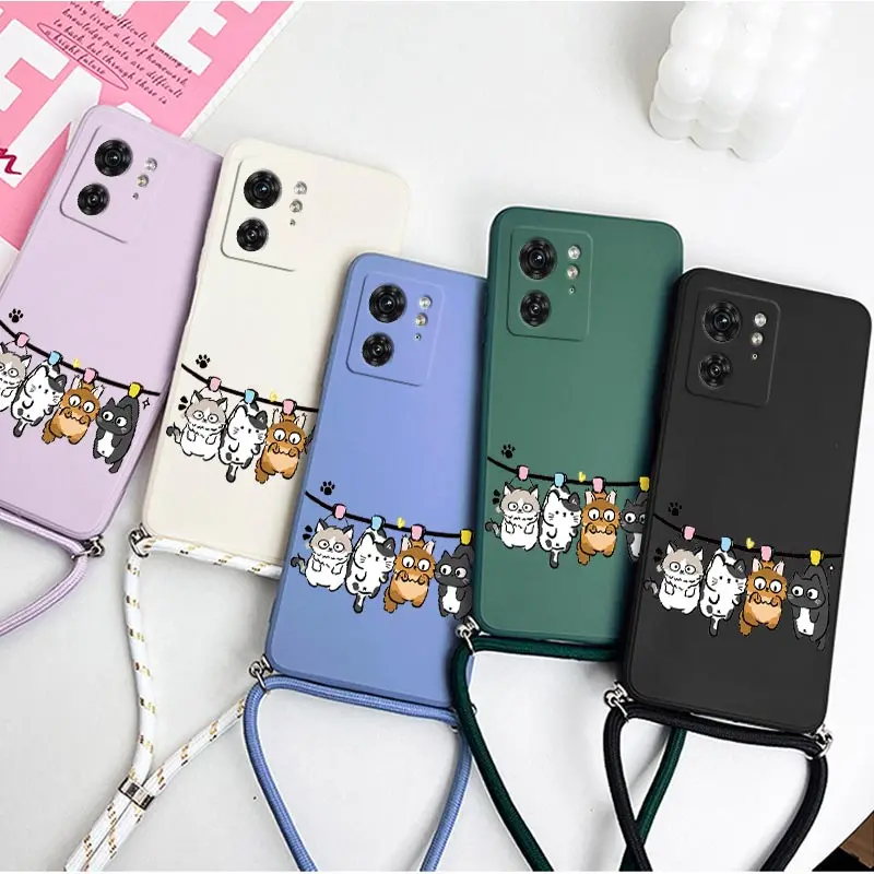 EDGE40 Four Little Cats Silicone Lanyard Phone Case