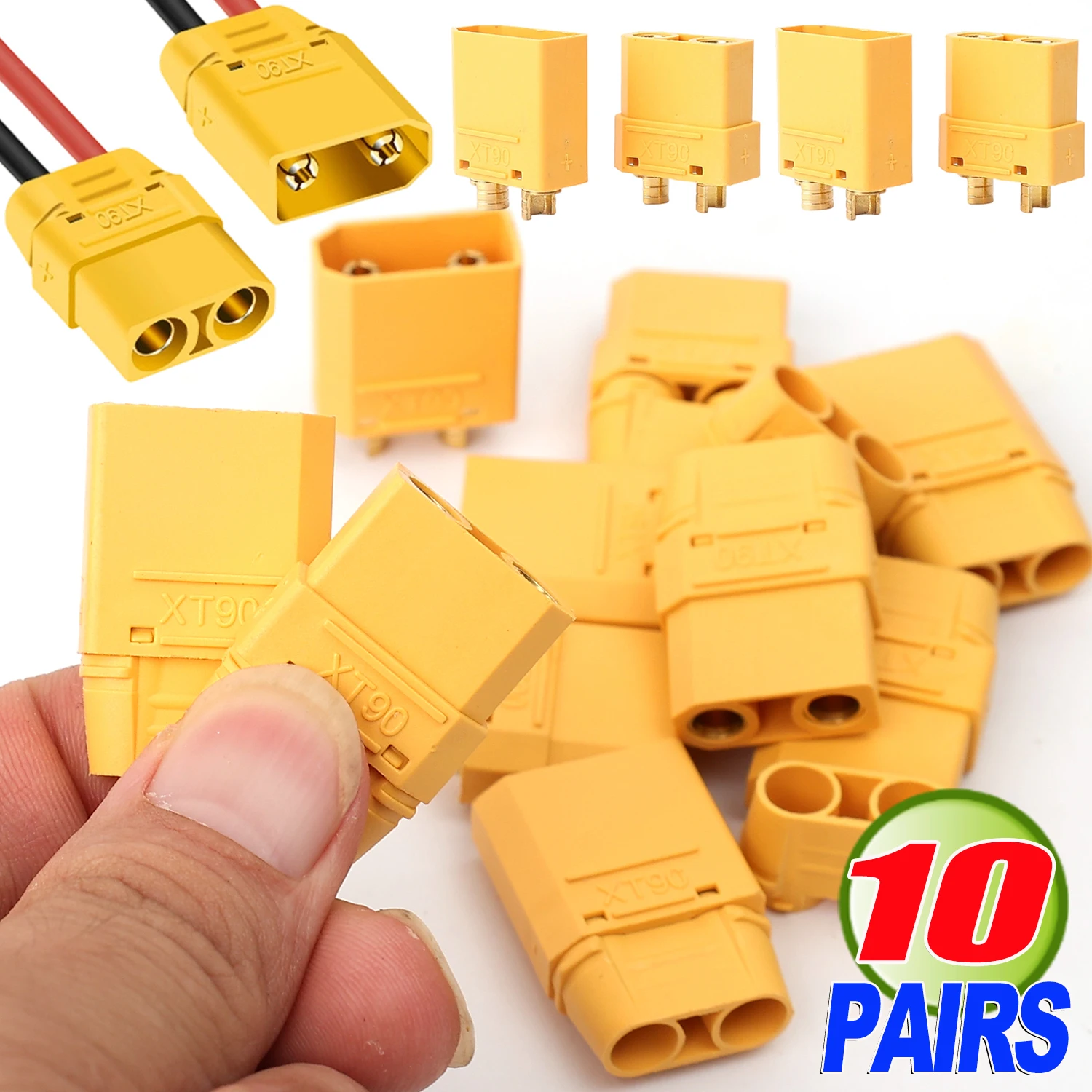ขั้วต่อ XT90 ตัวผู้ ตัวเมีย ปลั๊ก ขั้วต่อสายไฟ ตัวแปลงอะแดปเตอร์สำหรับแบตเตอรี่ลิโพ RC เรือ เครื่องบิน 1