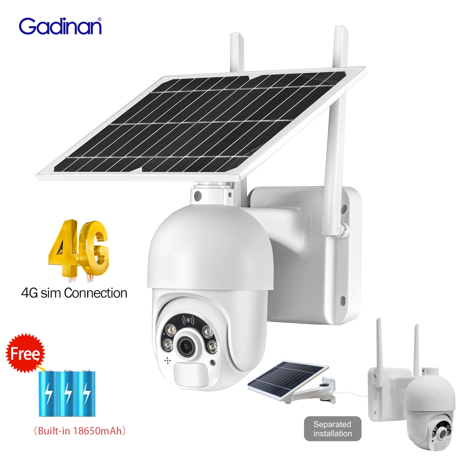 Gadinan Wifi Ip Camera 1080P Solar Ptz 4G Outdoor Wireless Bidirezionale Audio Pir Protezione Di Sicurezza Audio Sorveglianza Telecamera Cctv
