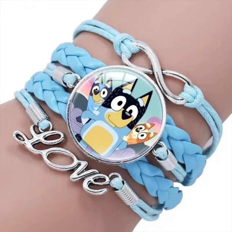 Anime Figure Toys Cartoon Bluey and Bingo Bracelet Anime Figures Print Cute Wristand Present Kids Toys Girls Christmas Party Gift Toy