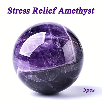 5PCS Natural Amethyst Healing Crystal Energy Crystal Gem Gemstone Yoga Decoration, Extremely Beautiful Healing Crystal Gem Ball! 1
