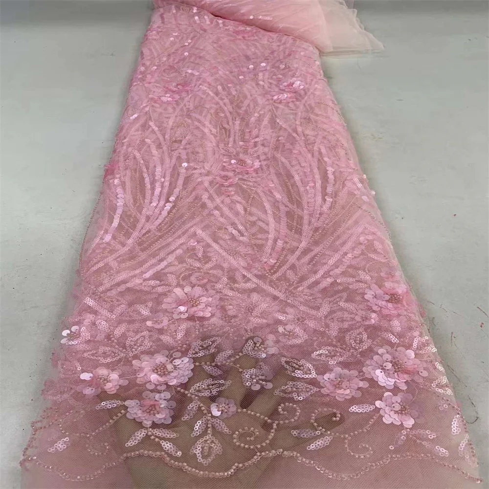 

Модные Африканские кружева, ткань 2023, высокое качество, французские нигерийские Роскошные тюлевые кружева с блестками и бисером для свадебных платьев ZX1504