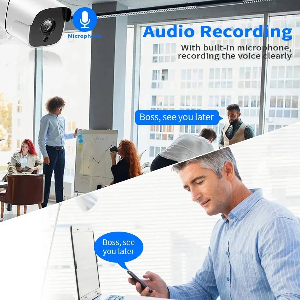 8채널 4K 투야 보안 IP 카메라 시스템 NVR 8MP 야간 투시 IP 카메라 POE 2K 오디오 녹음 IP66 방수 비디오 감시 세트