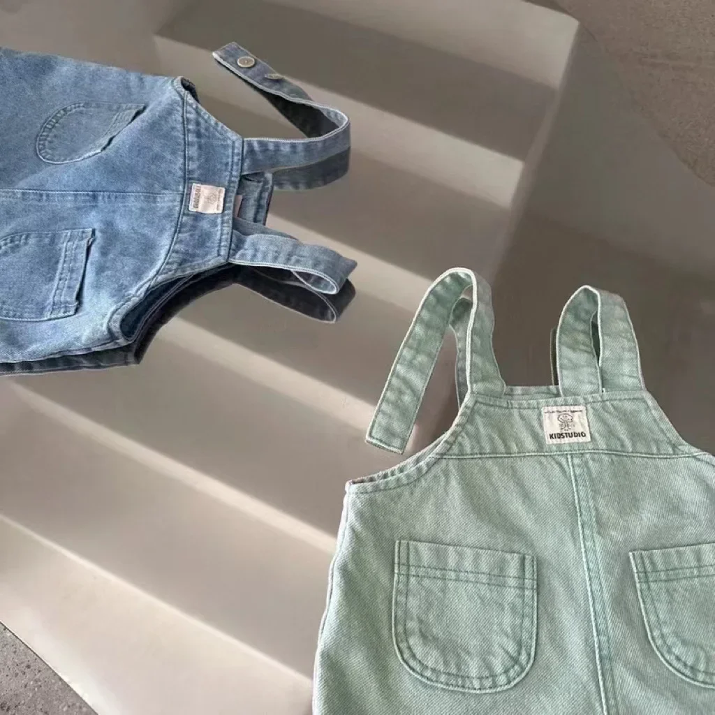 Korean Version Ins Summer New Shorts, Denim Overalls, Cool and Breathable Loose Pants for Boys and Girls, Versatile for Summer