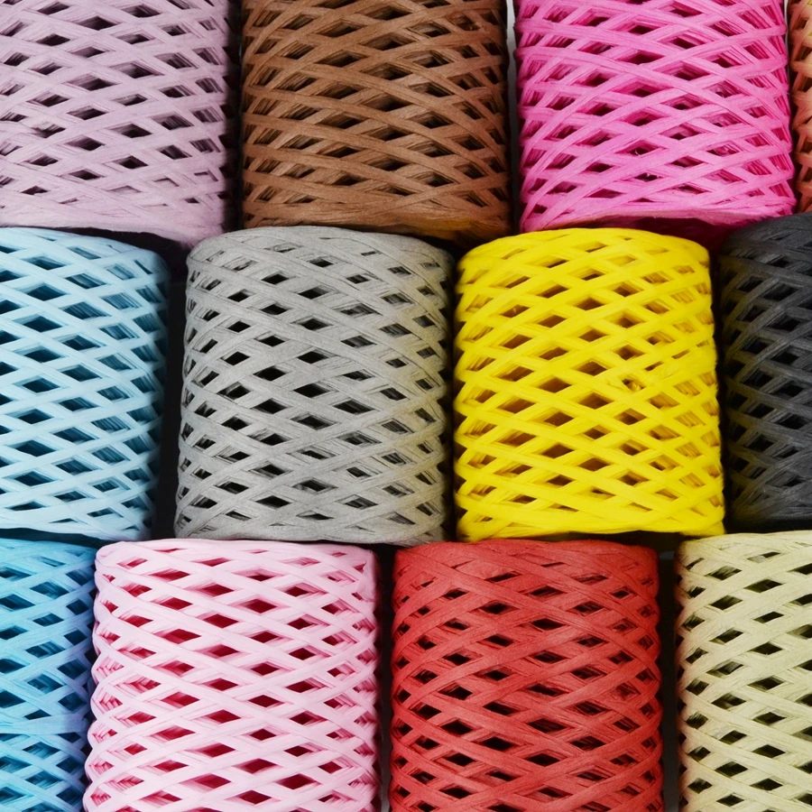 Raffia 종이 밀짚 로프, 친환경 원사, 수제 뜨개질 포장 벨트 로프, 크로셰 뜨개질, 여름 모자 가방