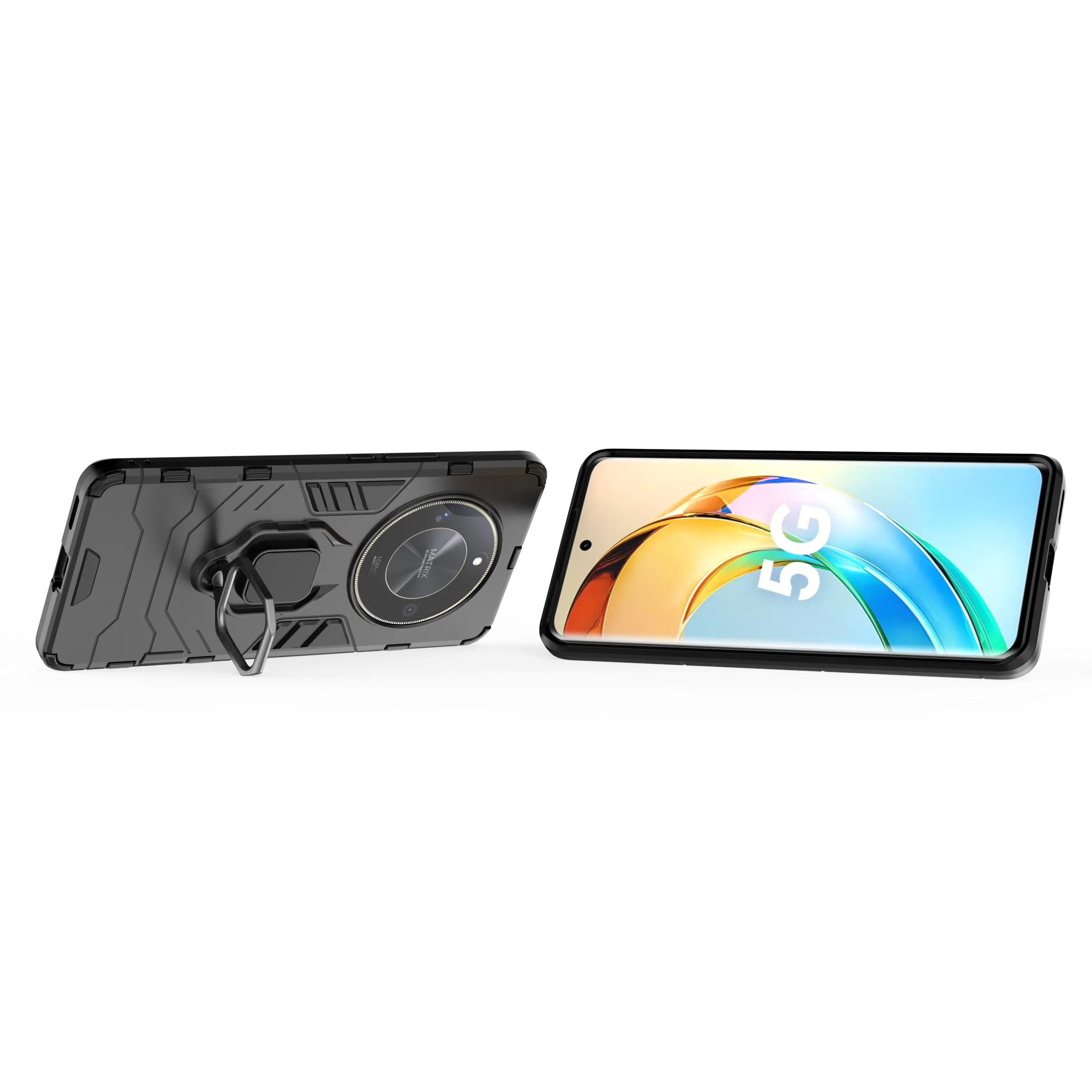 Durable Armor Shockproof Case with Metal Ring Stand and Bumper Protection