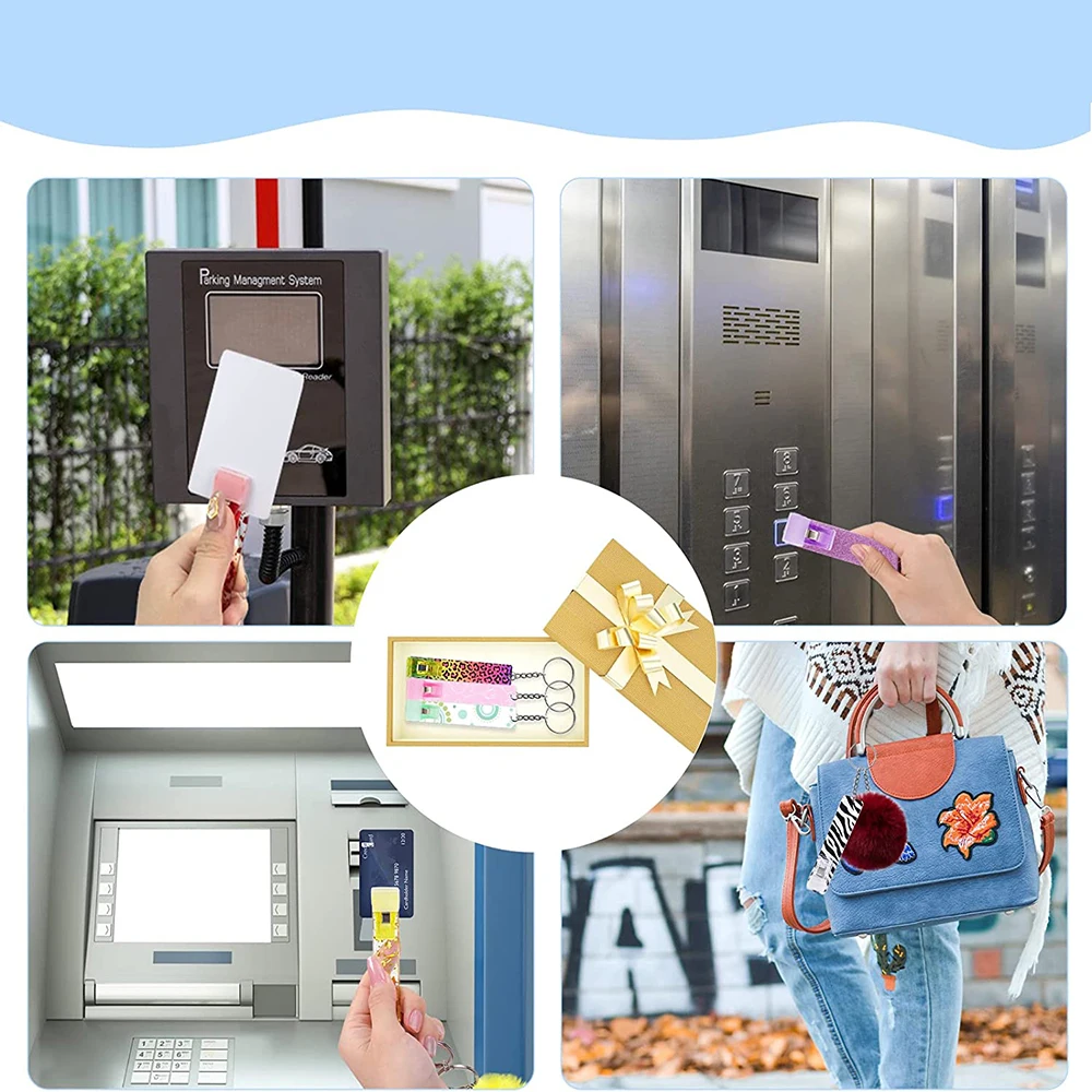 90Pcs Credit Card Puller Keychain Acrylic Debit Card Puller Custom Keychain for Long Nails Pendant DIY Craft