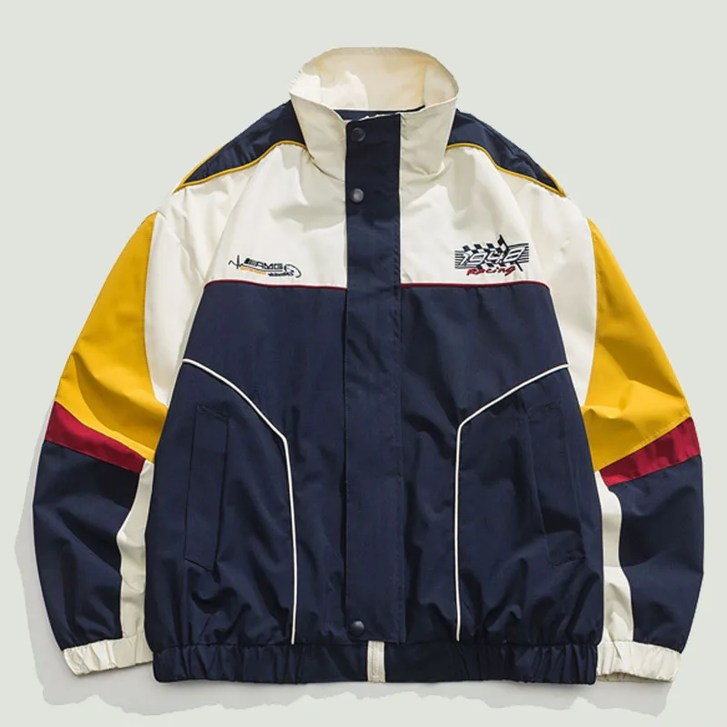 

Streetwear Varsity Jackets Men Vintage Letter Embroidery Patchwork Coats Hip Hop Harajuku Casual Loose Cargo Jacket Couples 2023