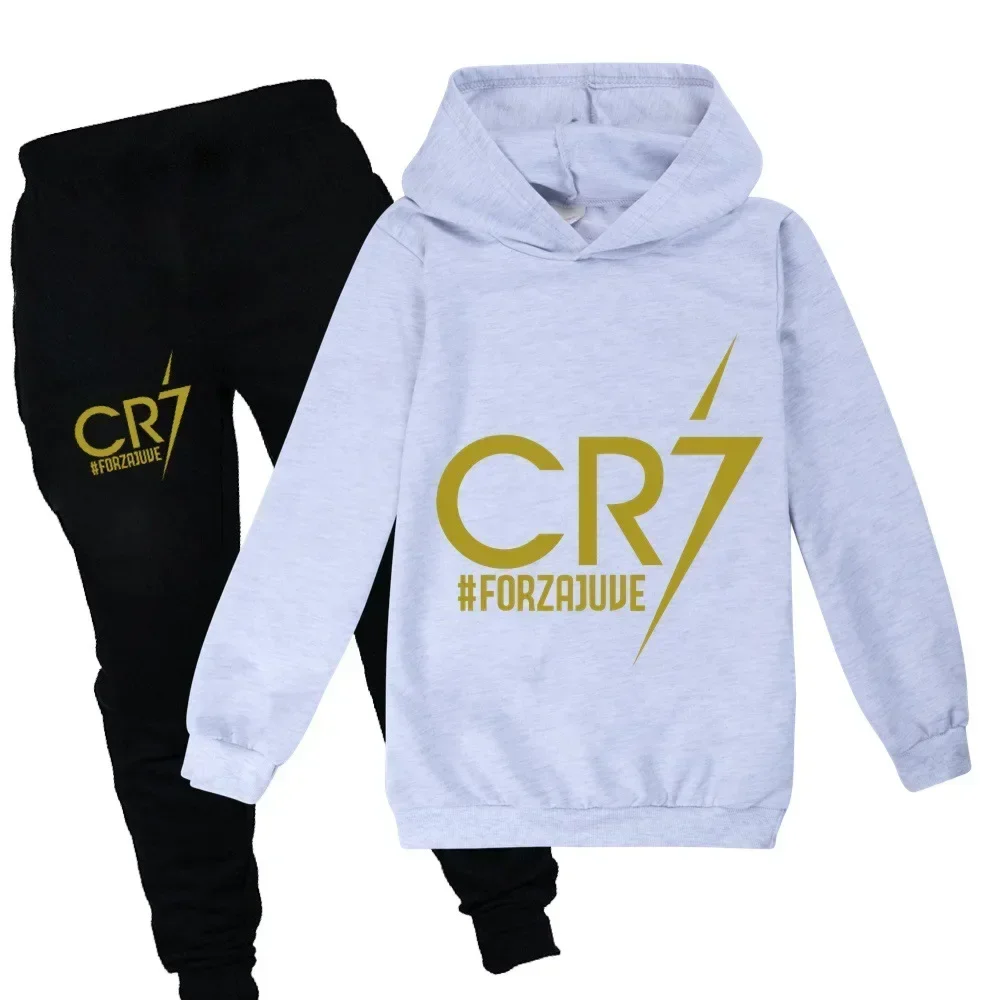 thumbnail image 1 of Ropa para niños Sudadera con capucha y pantalones Traje para niño de 3 a 12 años Sudadera de primavera y otoño Chándal de fútbol CR7 Traje deportivo para vacaciones para niños, 1 of 5