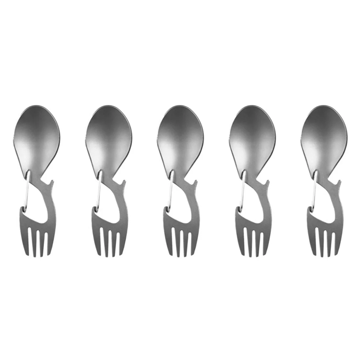 BAAU 5X 3 in 1 Picnic Titanium Spoon Tableware Titanium Fork Ultralight Pure or Stainless Steel Spork