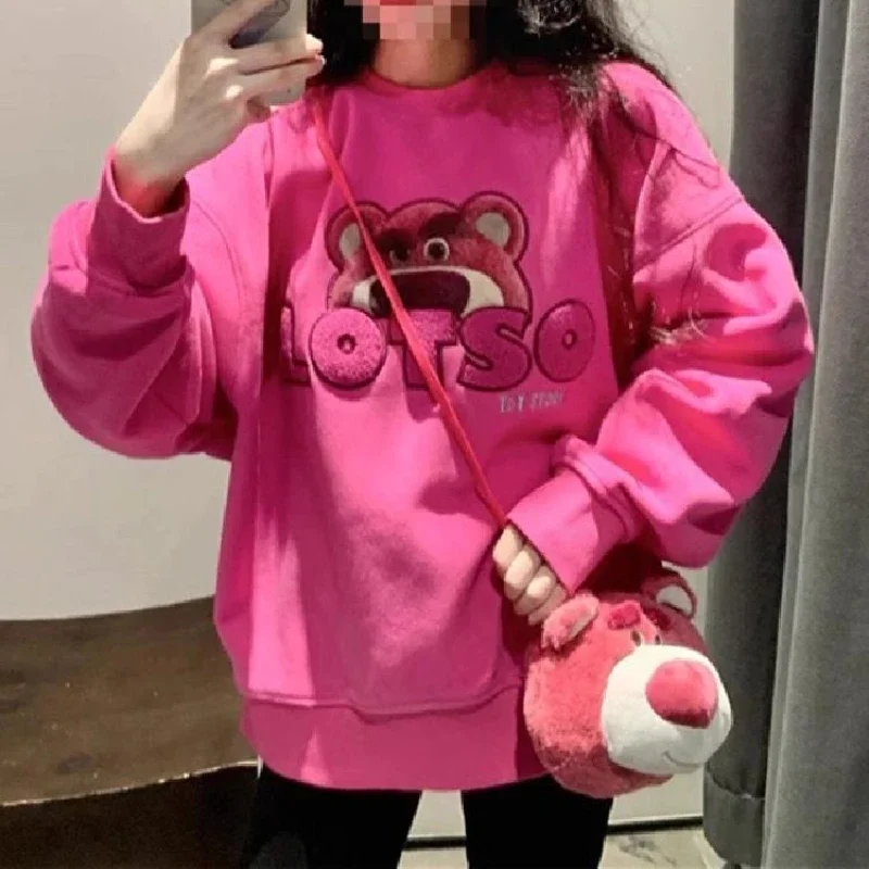 Disney Lotso Sweatshirts Y2K Cartoon Fashion Woman's Casual Printed Hooded Sweatshirt Autumn Winter Warm Loose Outdoor Tops Gift 5