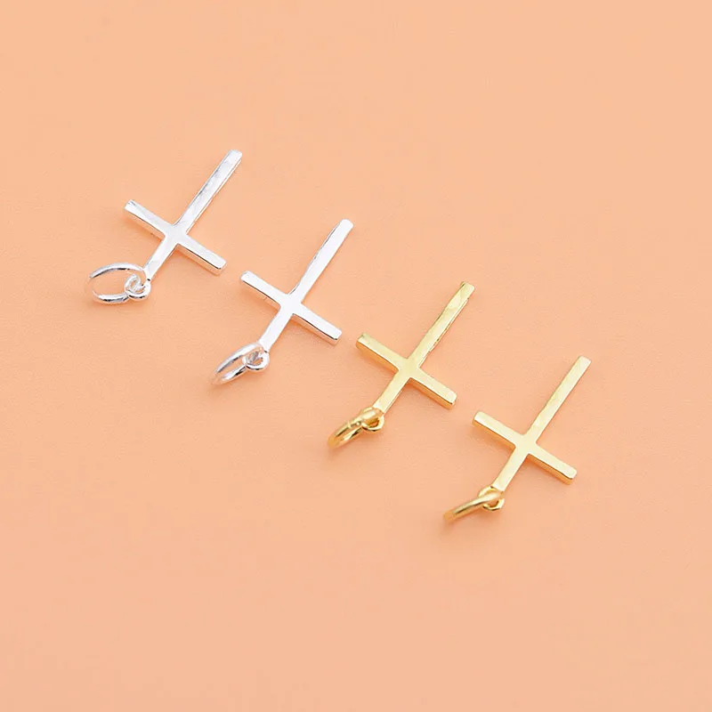 925 Sterling Silver Cross Charm Pendant Handmade DIY Jewelry Accessories silver necklace charms,pendant necklace,silver necklace,silver pendant