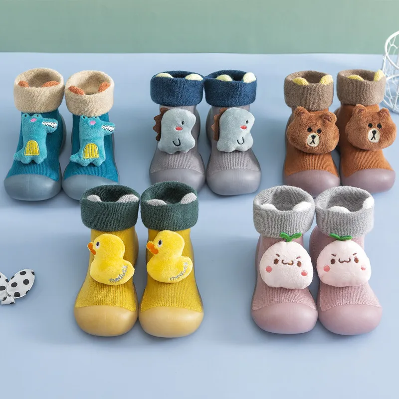 

Осенне-зимние носки для малышей 0-3 лет дышащие Нескользящие теплые носки с рисунками животных для маленьких девочек и мальчиков мягкие носки с резиновой подошвой