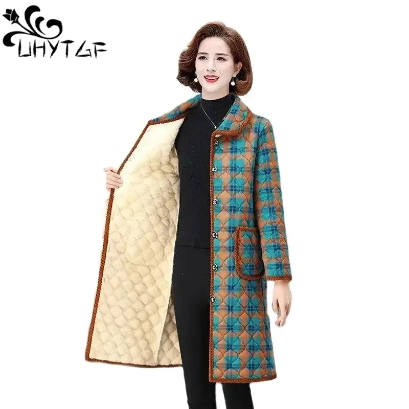 

Middle-Aged Elderly Parker Coat Women's 2023 Korean Loose 5XL Large Size Cotton Jacket Female Plus Velvet Warm Long Outewear 560