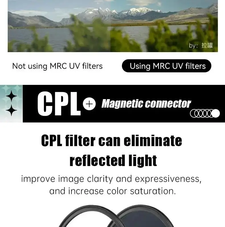 7artisans 67-82mm Nano Magnetisches Objektivfilter-Set mit MRC UV+CPL+ND8+ND64+ND1000+GND0.9+Black Mist Diffusion 1/4 für Kameraobjektive – Detail 9