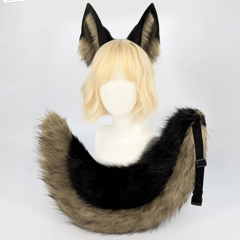 Archi Handwork Fursuit German Shepherd Dog Headband Furry Tail Wolf Animal Outfit Prop Cosplay
