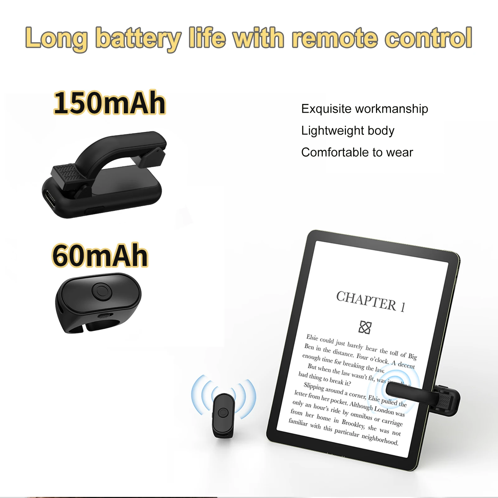 Wireless RF Remote Control Page Turner for E-Readers and Social Media