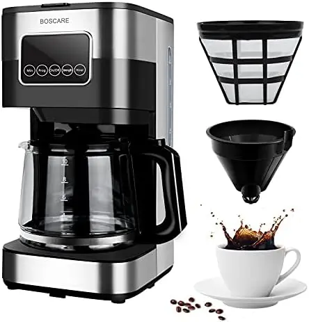 

Programmable Coffee Maker Drip Coffee Maker, Mini Coffee Machine with Auto Shut-off, Strength Control,Stainless Steel,Black