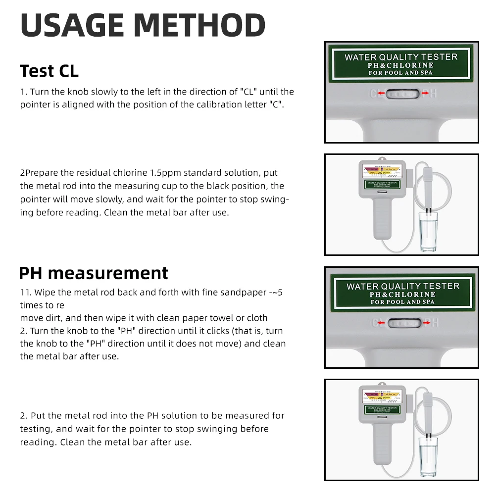 PC-102 PH Testeur CL2 Mesure PH Combo ine Mètre Combo ine Testeur