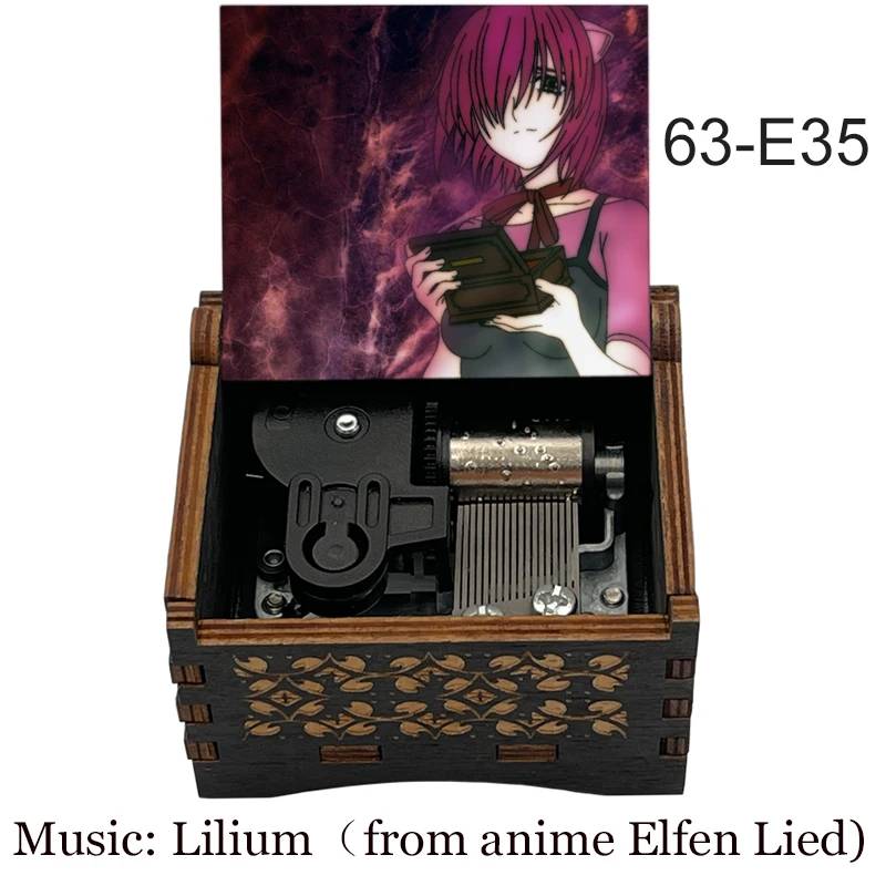 Anime Elfen Lied Wooden Music Box Lilium Song Silver Mechanical Boutique Wind Up  Grilfriend Birthday Gift Home Decoration 4