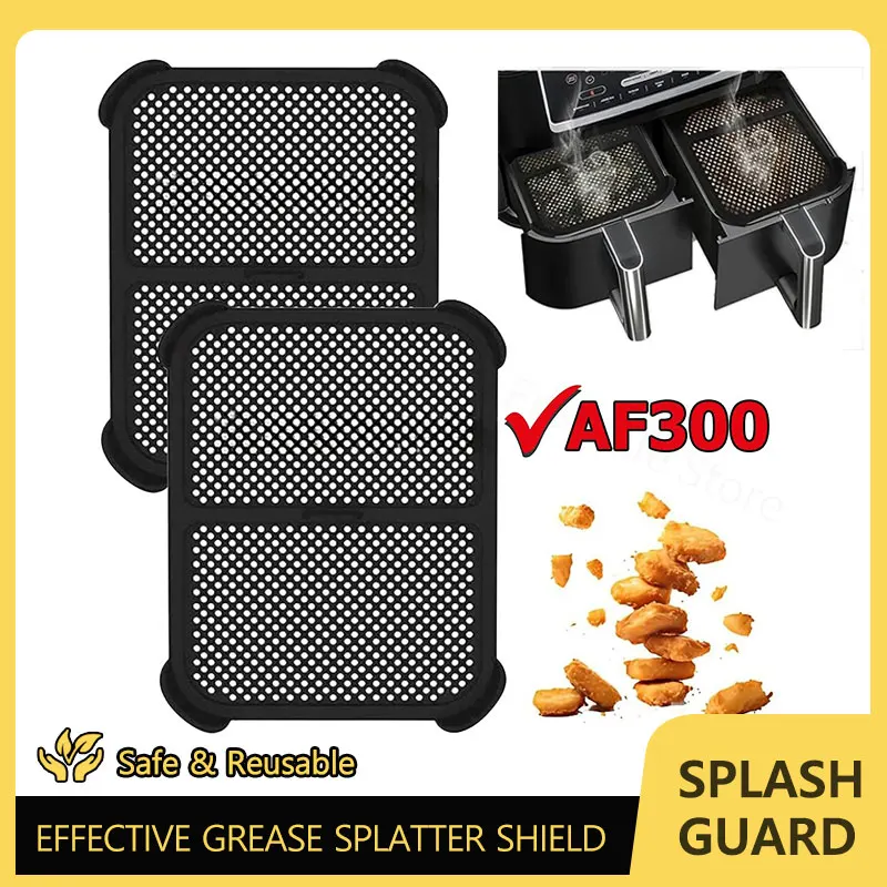 Air Fryer Splash Guard for Ninja AF300 Models Reusable Air Fryer Liners Silicone Splash Pad Shield Baking Accessories air fryer liners,air fryer accessories,splatter shield
