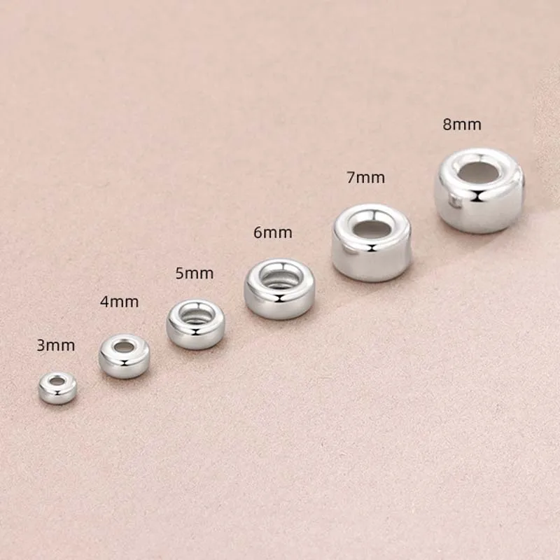 10-40pcs REAL 925 Sterling Silver Round Beads Spacer Beads Silver Bead for Jewelry  Making Findings Bracelet Necklace Accessories