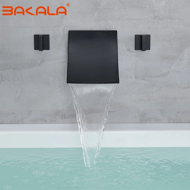 ห้องน้ำอ่างอาบน้ำก๊อกน้ำอ่างล้างหน้าก๊อกน้ำทองเหลืองติดผนังอ่างล้างหน้าก๊อกน้ำ3 Pcs น้ำตกก๊อกน้ำ Dual Handle Sink Mixer แตะ 1