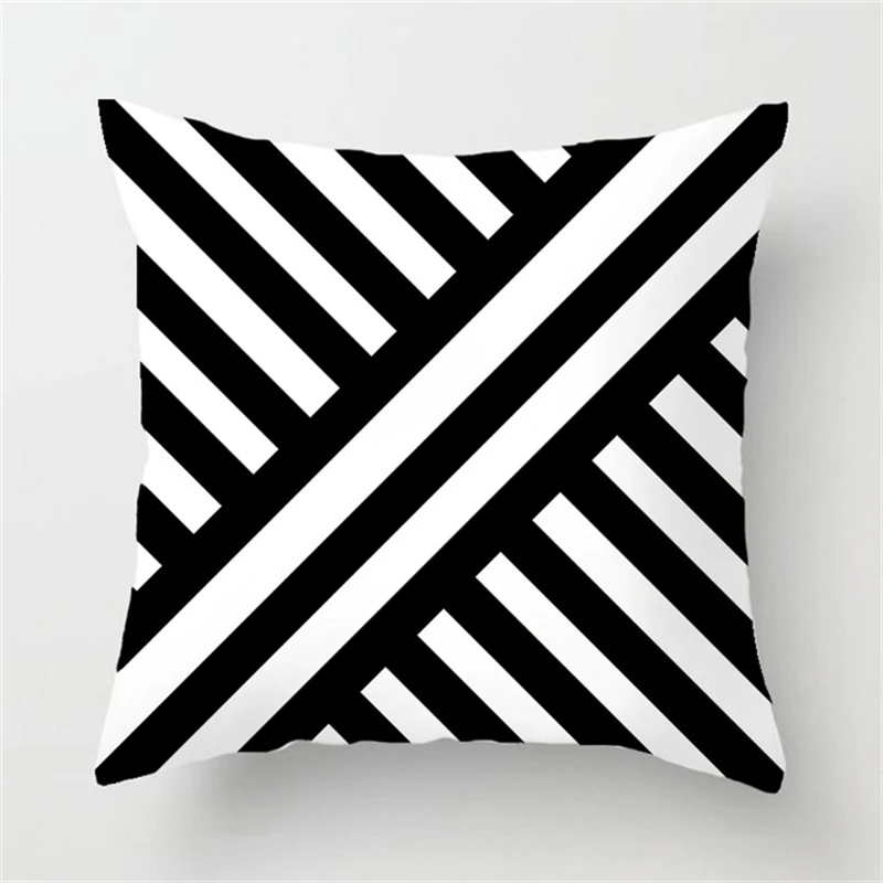 2022 Black White Geometric Creative Print Cushion Cover Sofa Decoration Pillow Cover Comfortable Simple INS Home Decor 45x45CM 